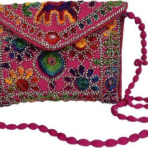 Clutch Bags for Women - Rajasthani Hand Embroidered Mini Crossbody Bag Women's C